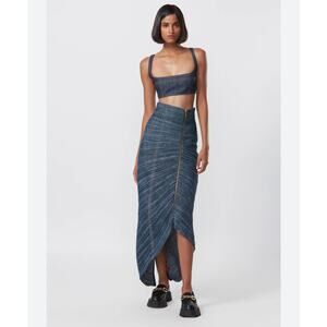 Saaksha & Kinni Square Cut Denim Bustier With Skirt size S modern comfortable